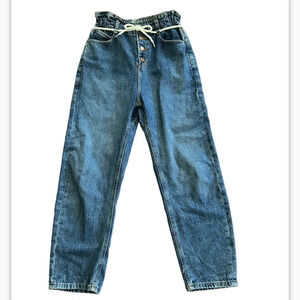 Reposhing! Adorable Zara High Rise Blue Jeans with White Tie